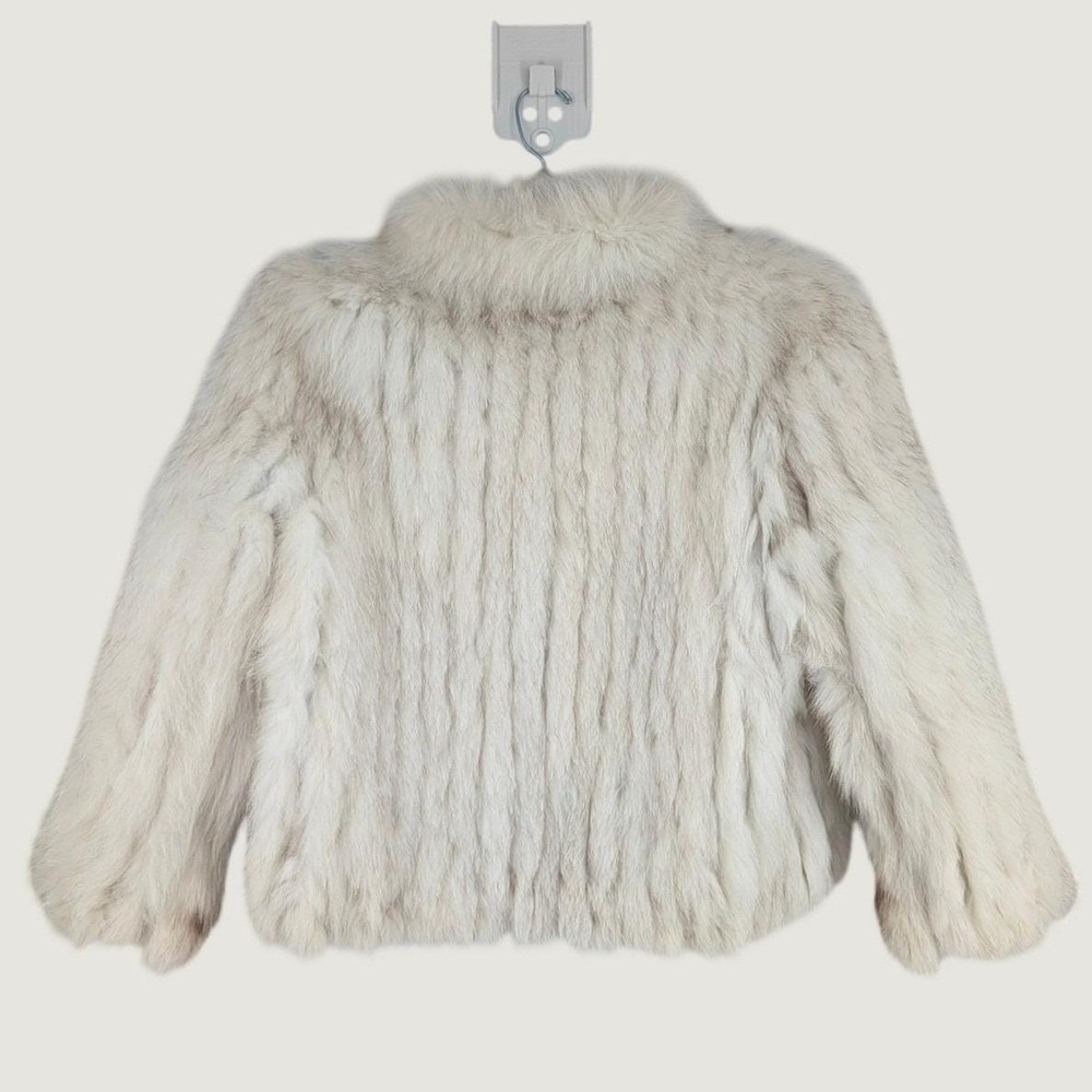 Vintage Saga Blue Fox Fur Jacket Sz Medium Ivory White 80s Luxury Glam Mob Wife - Picture 4 of 16
